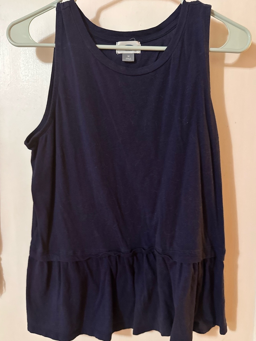Navy Smocked Peplum Top